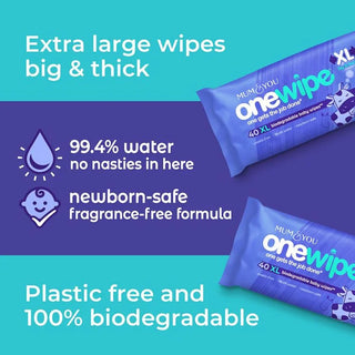 Onewipe Extra large big & thick biodegradable wipes 10 Pack