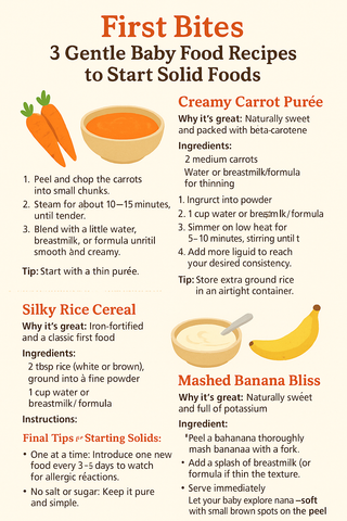 First Bites: 3 Gentle Baby Food Recipes to Start Solid Foods