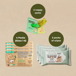 Bamboo Nappy, Wipes and Nappy Sacks Bundle