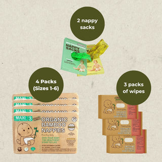 Bamboo Nappy, Wipes and Nappy Sacks Bundle