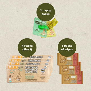 Bamboo Nappy, Wipes and Nappy Sacks Bundle