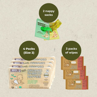 Bamboo Nappy, Wipes and Nappy Sacks Bundle