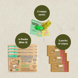 Bamboo Nappy, Wipes and Nappy Sacks Bundle