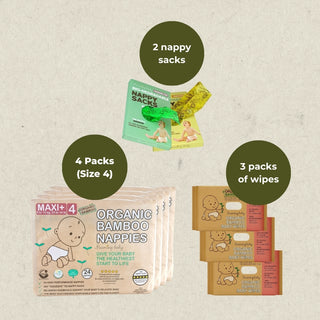 Bamboo Nappy, Wipes and Nappy Sacks Bundle