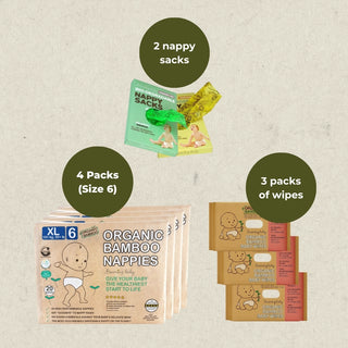 Bamboo Nappy, Wipes and Nappy Sacks Bundle