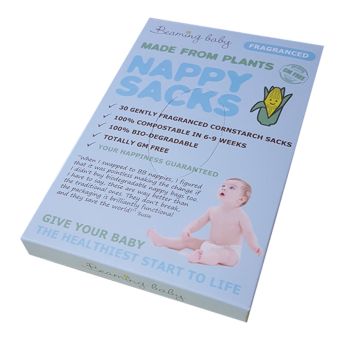 Beaming Baby Made From Plants Compostable Cornstarch Nappy Sacks FRAGRANCED 30 Sacks, Bulk Buy Offer